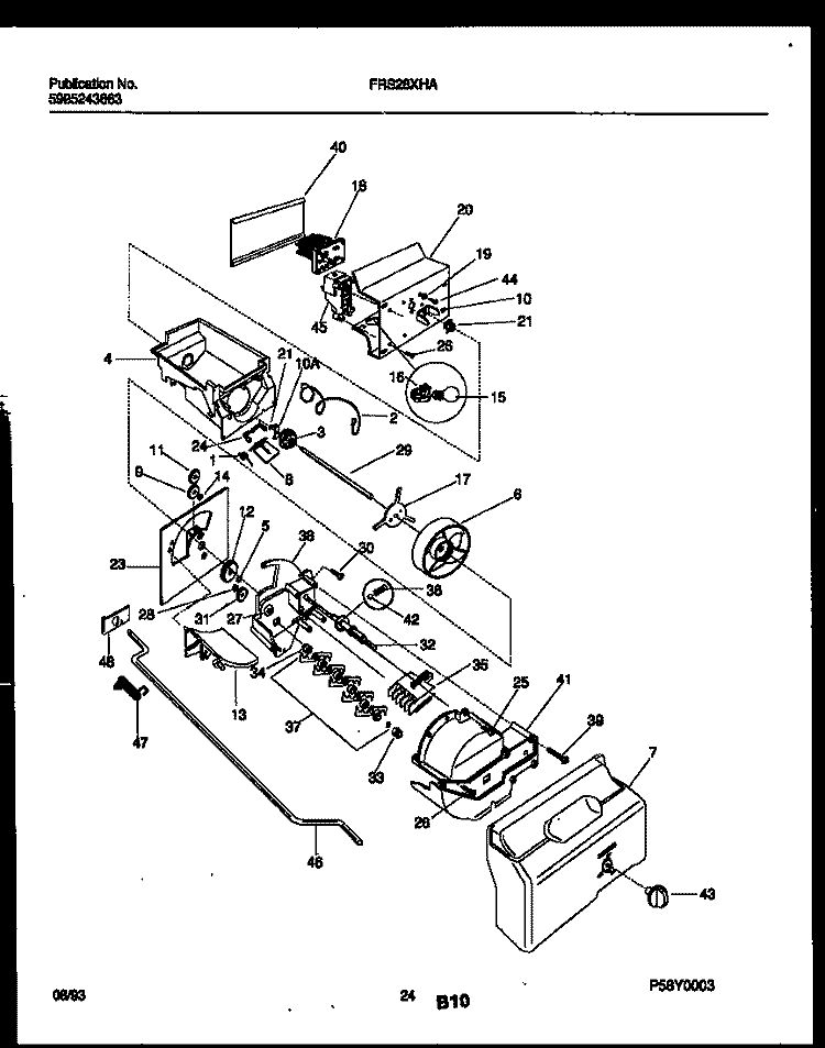 ICE DISPENSER Diagram and Parts List for FRS28XHAB0  Frigidaire Refrigerator