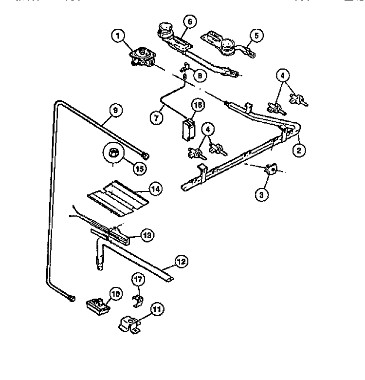 BURNER Diagram and Parts List for G32BNL1  Frigidaire Range