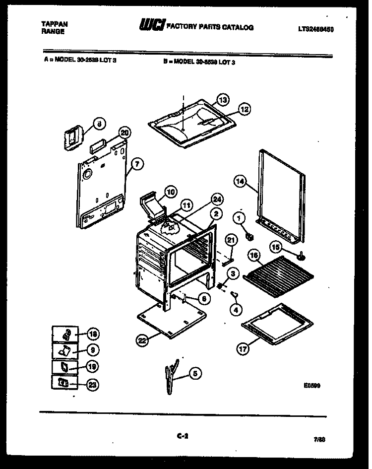 BODY PARTS Diagram and Parts List for 30-2538-66-03  Tappan Range