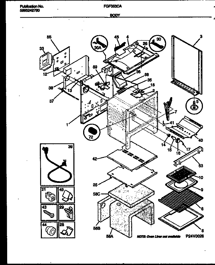BODY PARTS Diagram and Parts List for FGF353CATA  Frigidaire Range