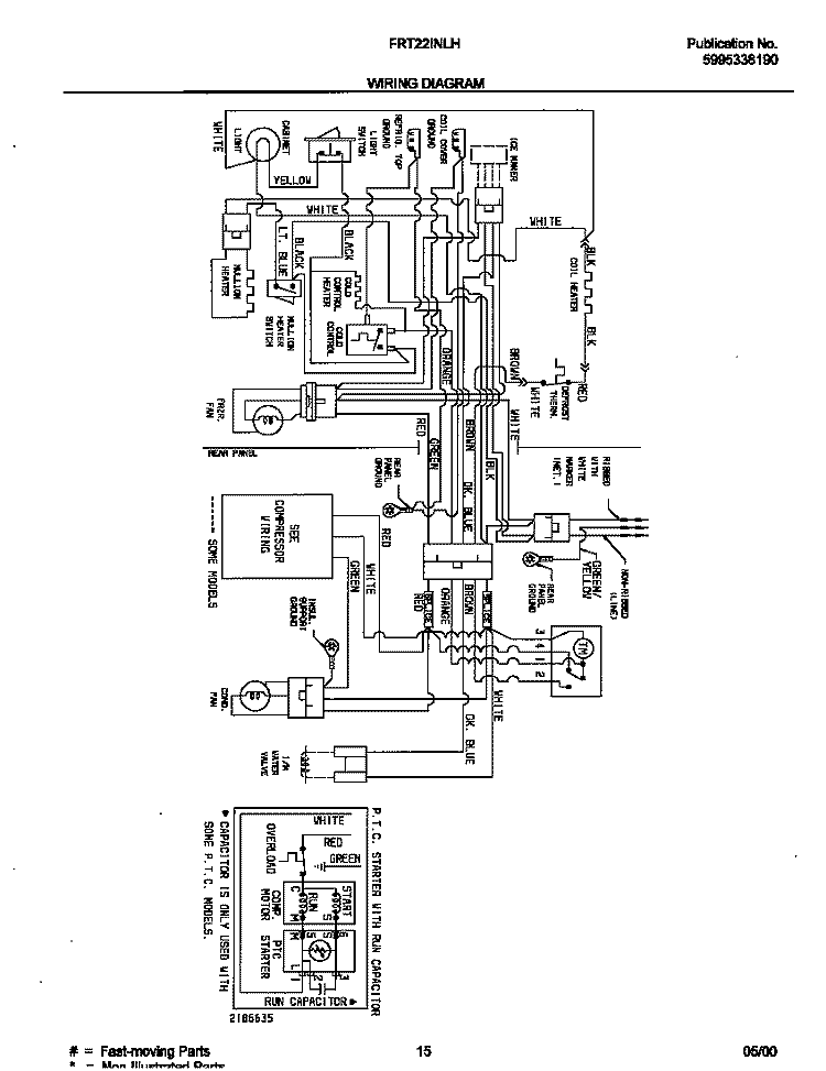 WIRING DIAGRAM Diagram and Parts List for FRT22INLHB3  Frigidaire Refrigerator