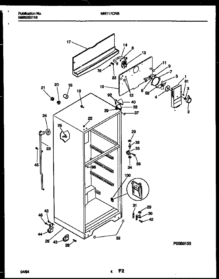 CABINET PARTS Diagram and Parts List for MRT17CRBZ0  Frigidaire Refrigerator