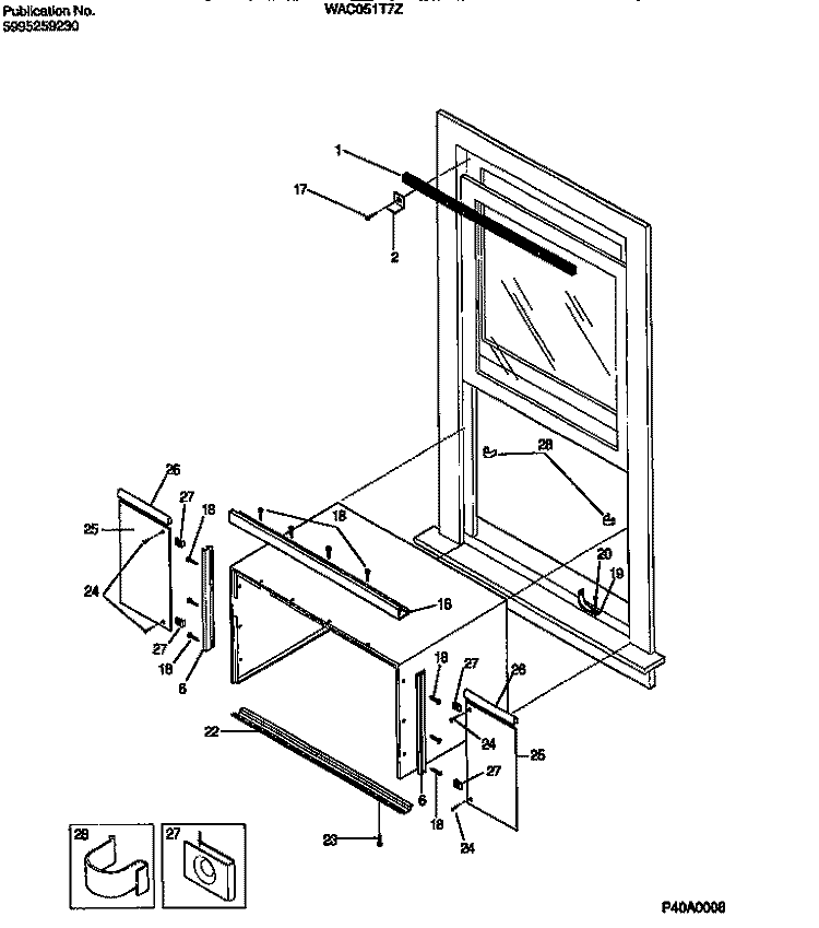 WINDOW MOUNTS Diagram and Parts List for WAC051T7Z5  Frigidaire Air Conditioner