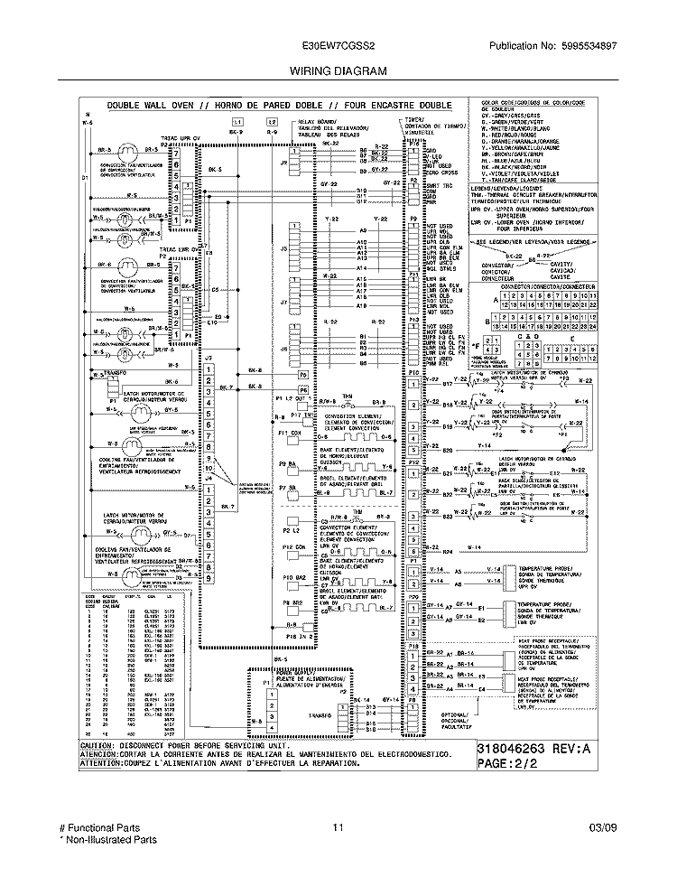 WIRING DIAGRAM Diagram and Parts List for E30EW7CGSS2  Electrolux Wall Oven
