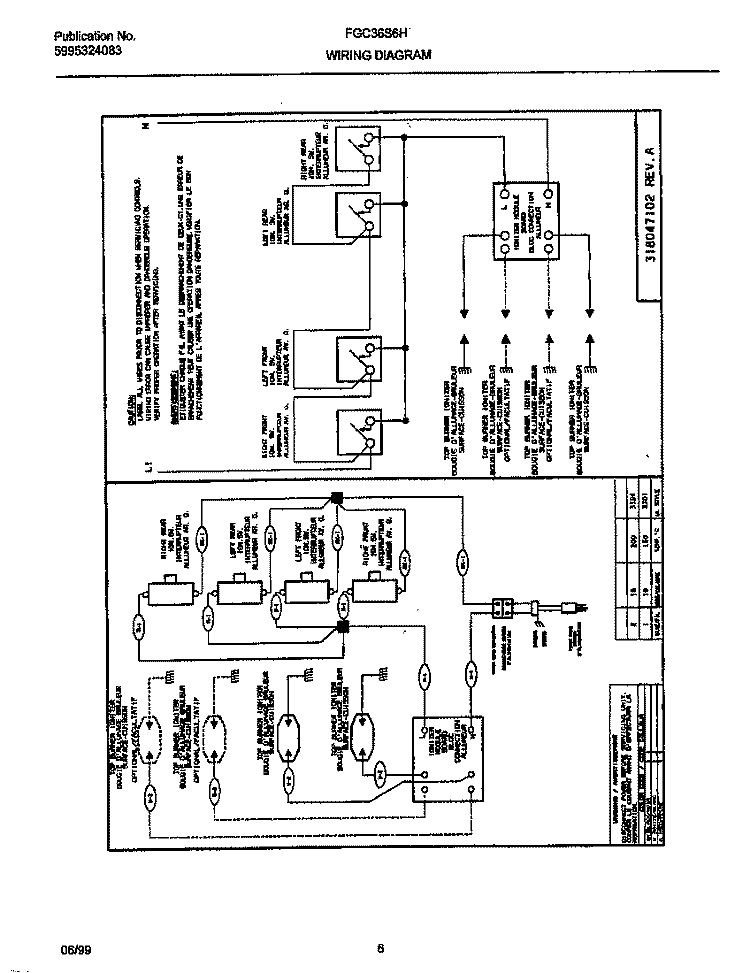WIRING DIAGRAM Diagram and Parts List for FGC36S6HBA  Frigidaire Cooktop