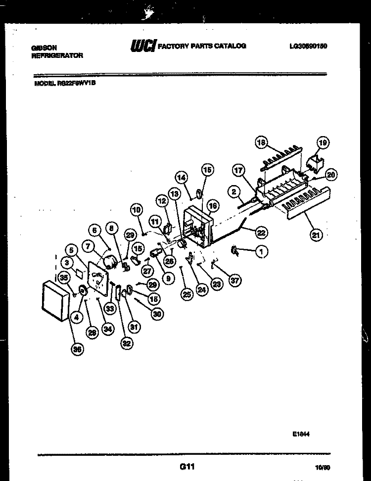 ICE MAKER PARTS Diagram and Parts List for RS22F8WV1B  Gibson Refrigerator