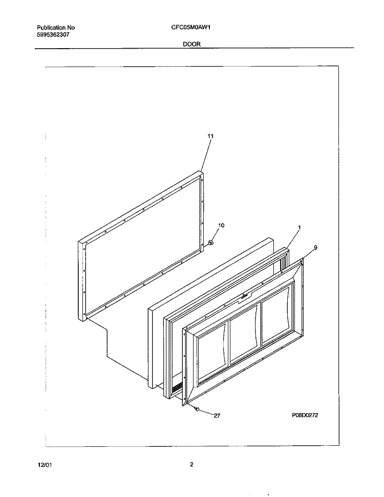 DOOR Diagram and Parts List for CFC05M0AW1  Electrolux Freezer