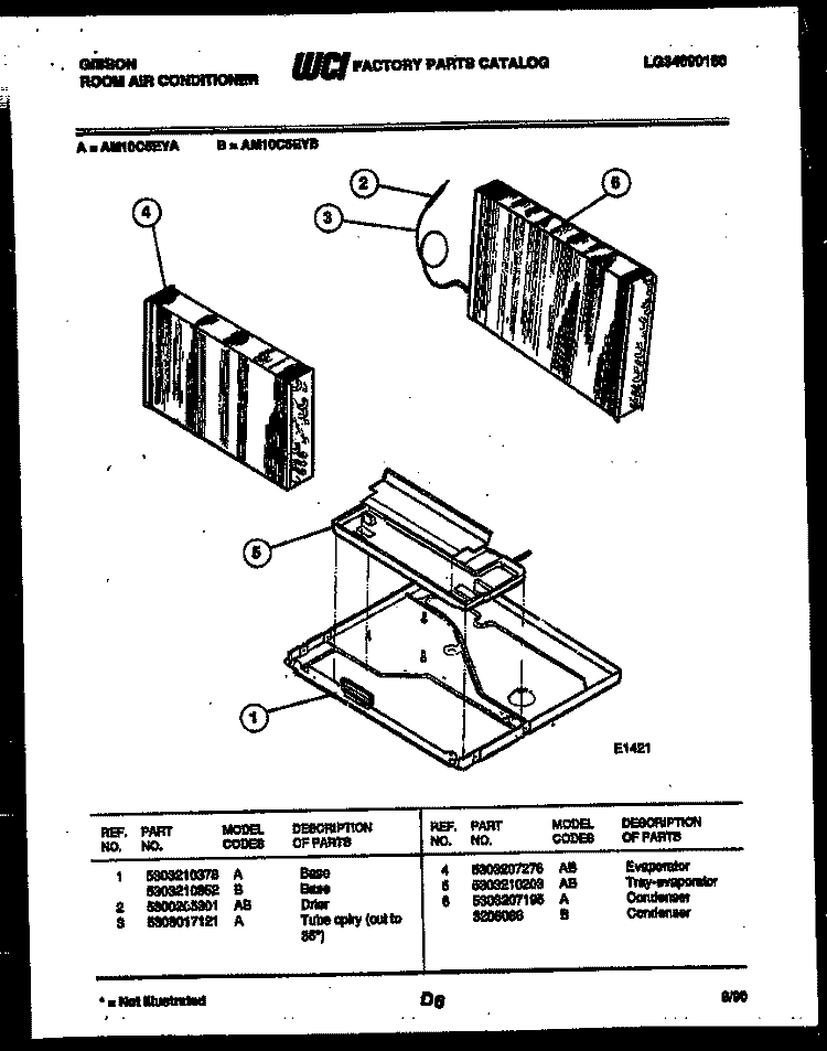 UNIT PARTS Diagram and Parts List for AM10C5EYA  Gibson Air Conditioner