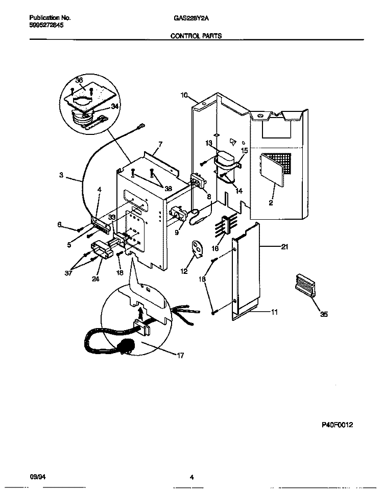 CONTROL PARTS Diagram and Parts List for GAS228Y2A1  Gibson Air Conditioner