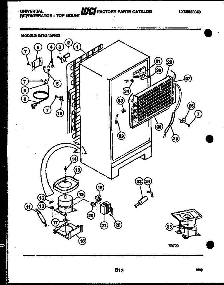 SYSTEM AND AUTOMATIC DEFROST PARTS Diagram and Parts List for GTN140WGF2  Uni Refrigerator