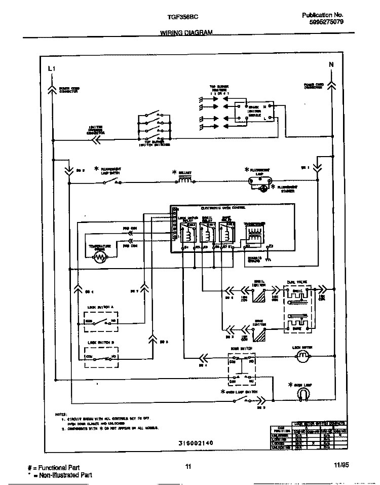 WIRING DIAGRAM Diagram and Parts List for TGF356BCWB  Tappan Range