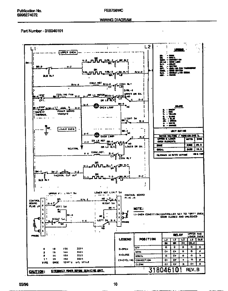 WIRING DIAGRAM Diagram and Parts List for FEB798WCCA  Frigidaire Wall Oven