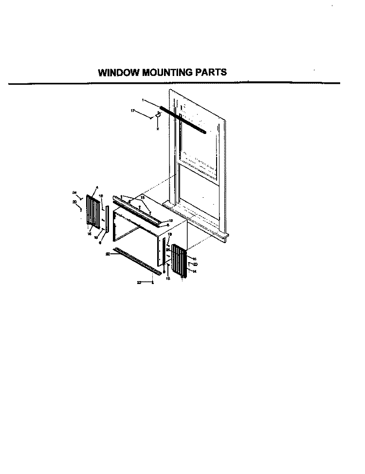 WINDOW MOUNTING PARTS Diagram and Parts List for FAC064J7A5  Frigidaire Air Conditioner