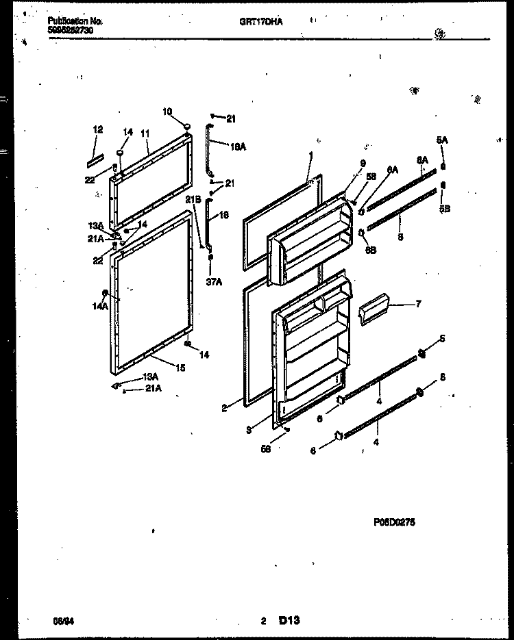 DOOR PARTS Diagram and Parts List for GRT17DHAD0  Gibson Refrigerator