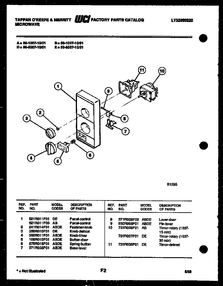 BACKGUARD Diagram and Parts List for 30-2228-00-01  Tappan Range