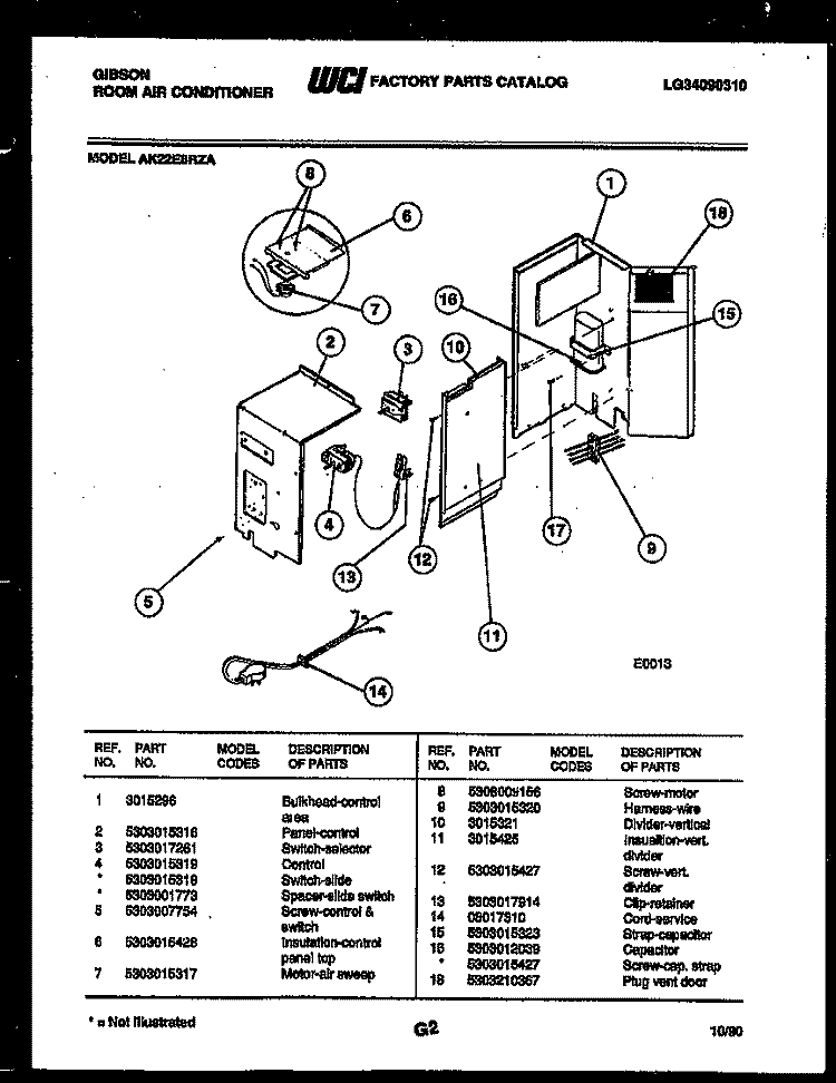 ELECTRICAL PARTS Diagram and Parts List for AK22E5RZA  Gibson Air Conditioner