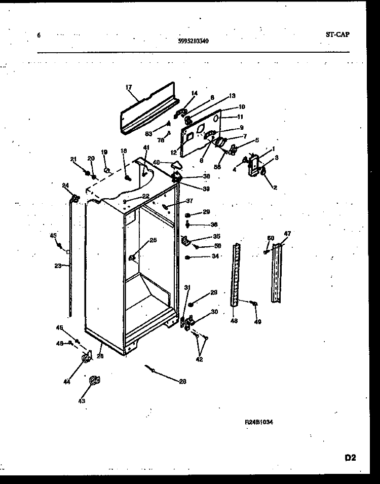 CABINET PARTS Diagram and Parts List for PRT217MCH2  Frigidaire Refrigerator