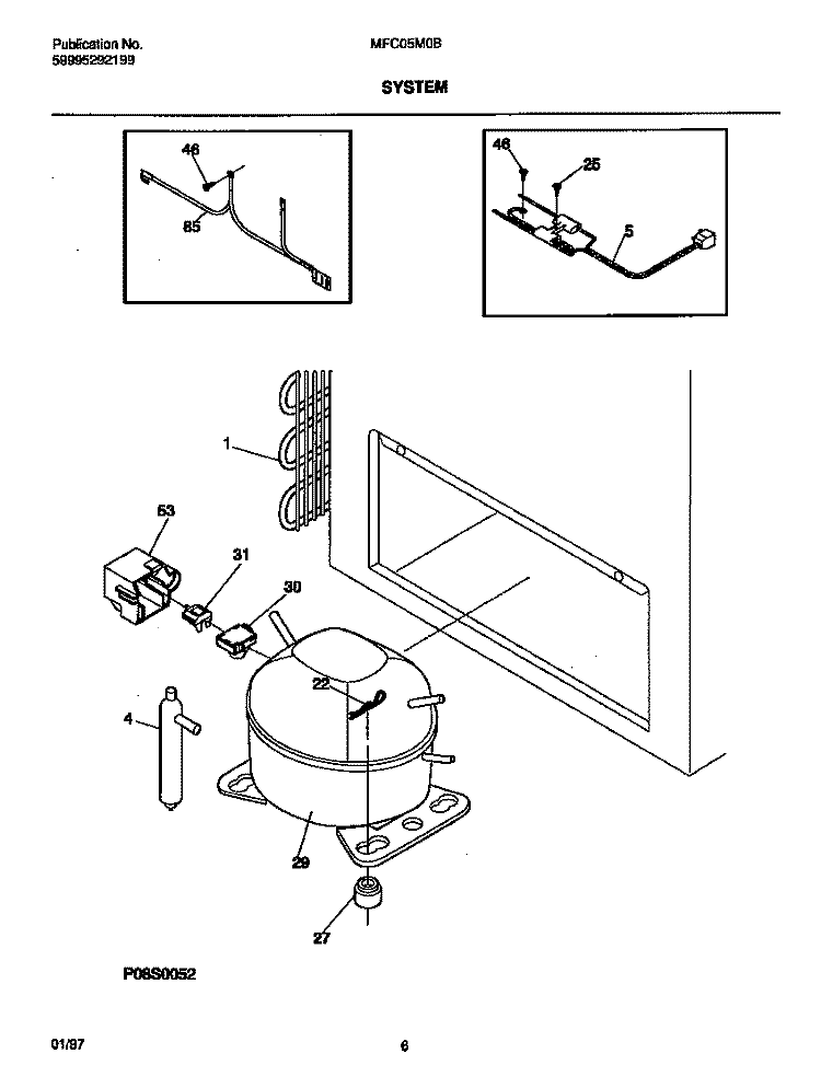SYSTEM Diagram and Parts List for MFC05M0BW3  Frigidaire Freezer