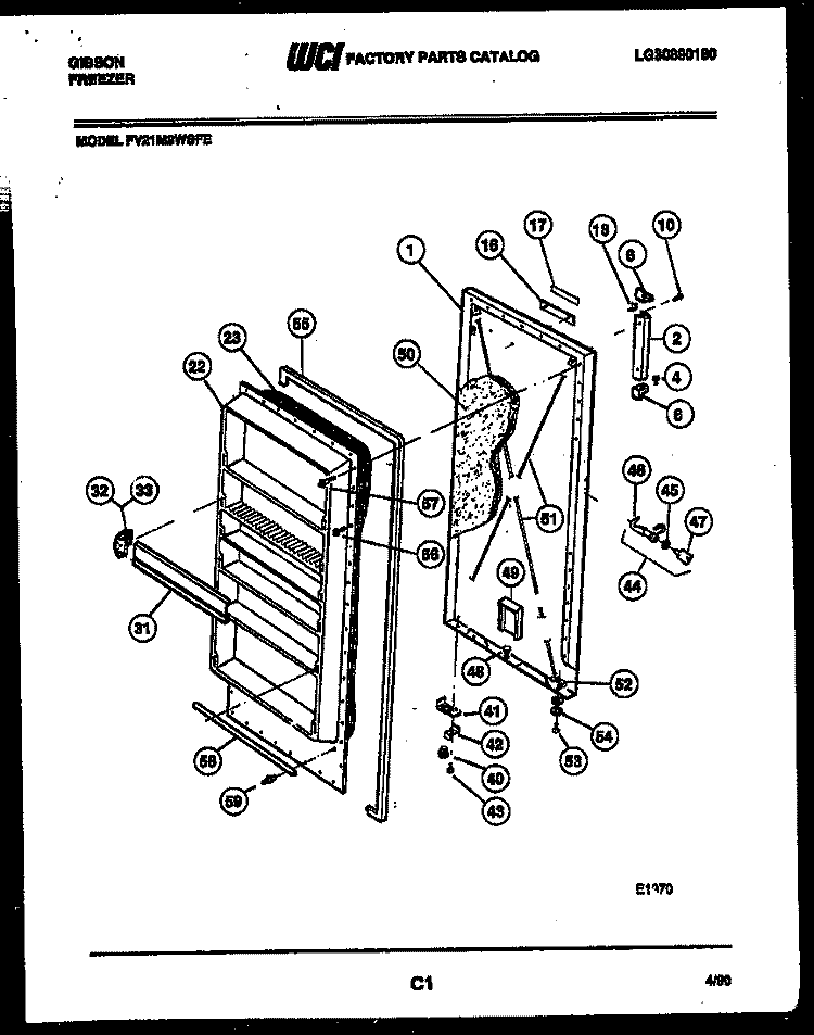 DOOR PARTS Diagram and Parts List for FV21M8WSFE  Gibson Freezer