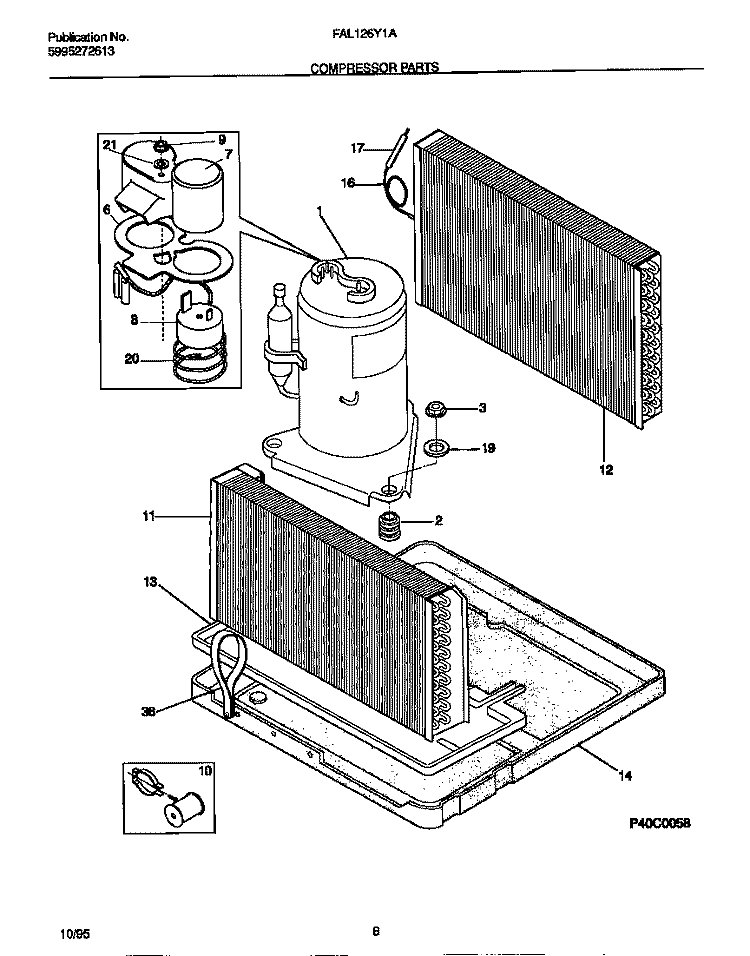COMPRESSOR PARTS Diagram and Parts List for FAL126Y1A1  Frigidaire Air Conditioner