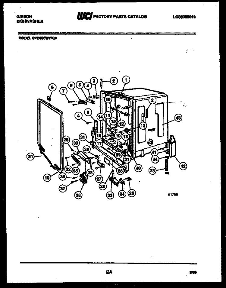 INNER TUB PARTS Diagram and Parts List for SP24C6WWGA  Gibson Dishwasher