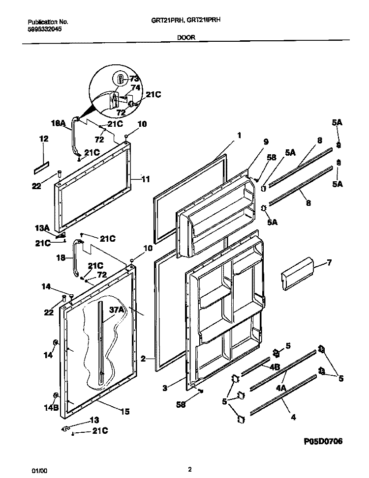 DOORS Diagram and Parts List for GRT21IPRHD1  Gibson Refrigerator