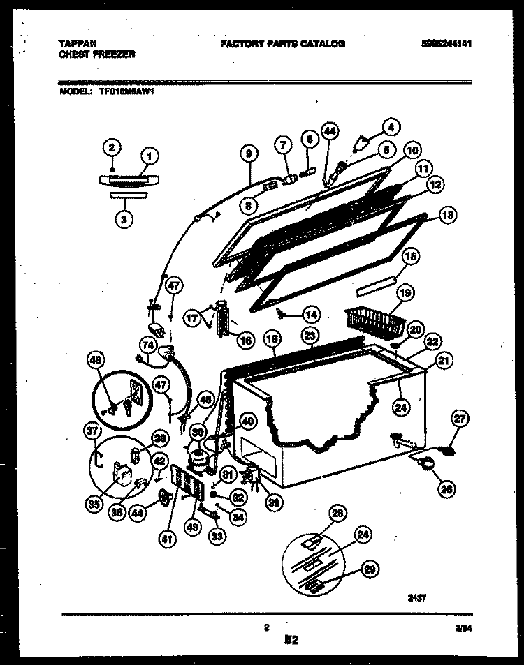 CHEST FREEZER PARTS Diagram and Parts List for TFC15M6AW1  Tappan Freezer