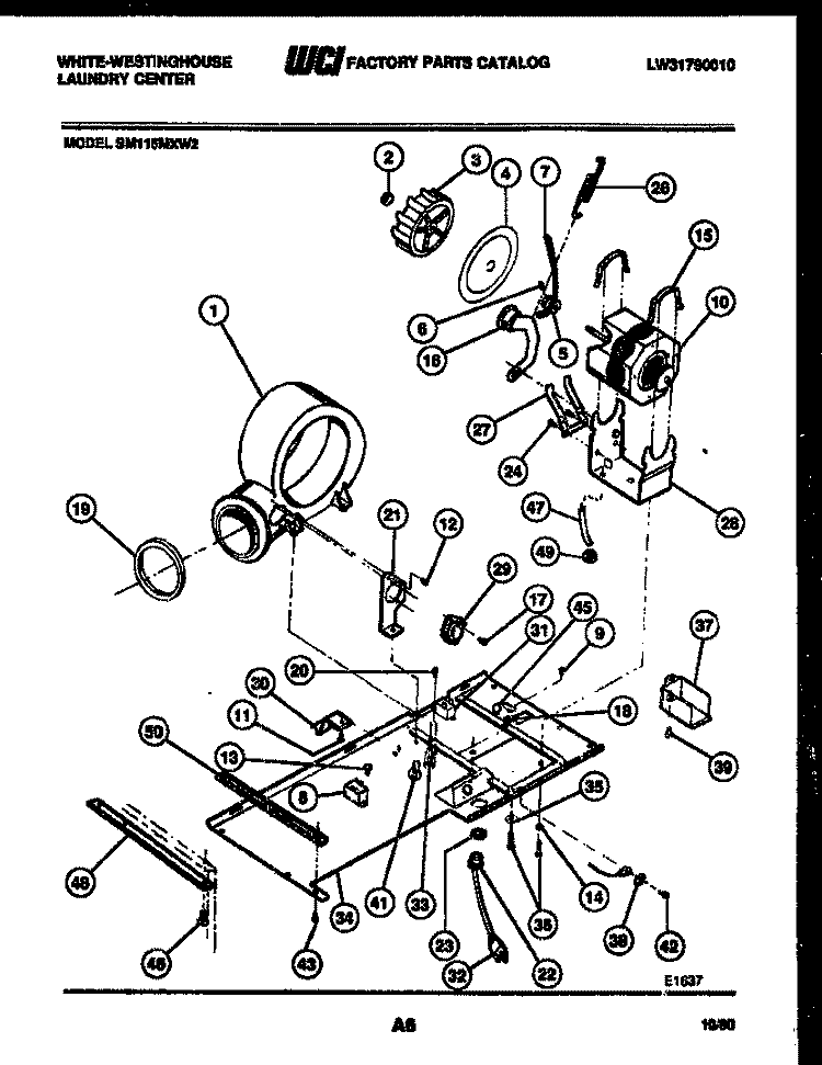 MOTOR, BLOWER AND INSTALLATION PART Diagram and Parts List for SM115MXW2  Frigidaire Washer
