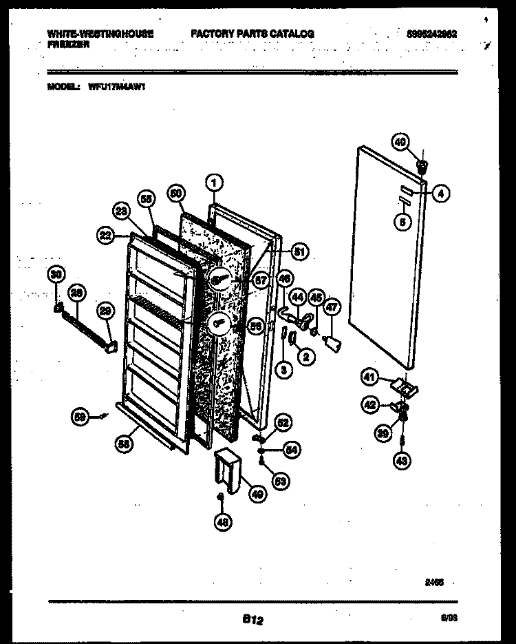 DOOR PARTS Diagram and Parts List for WFU17M4AW1  Frigidaire Freezer