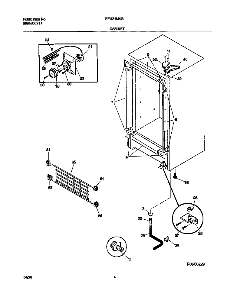 CABINET Diagram and Parts List for GFU21M4GW0  Gibson Freezer