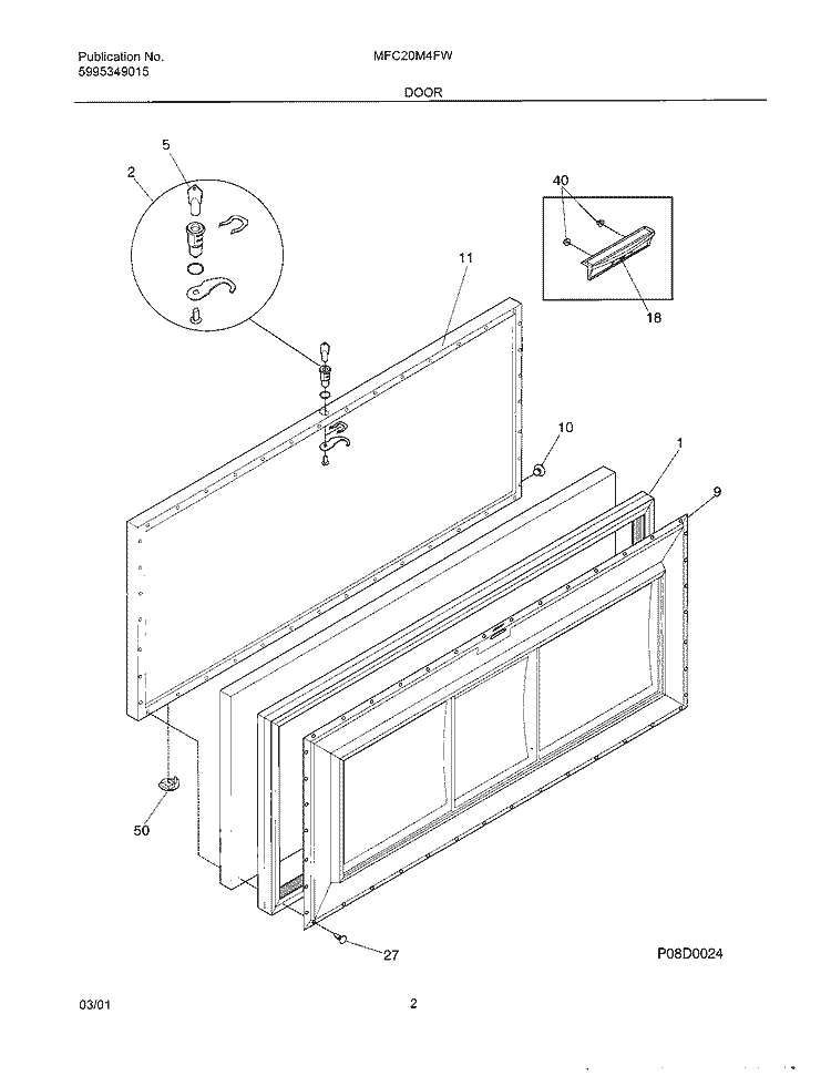 DOOR Diagram and Parts List for MFC20M4FW4  Frigidaire Freezer