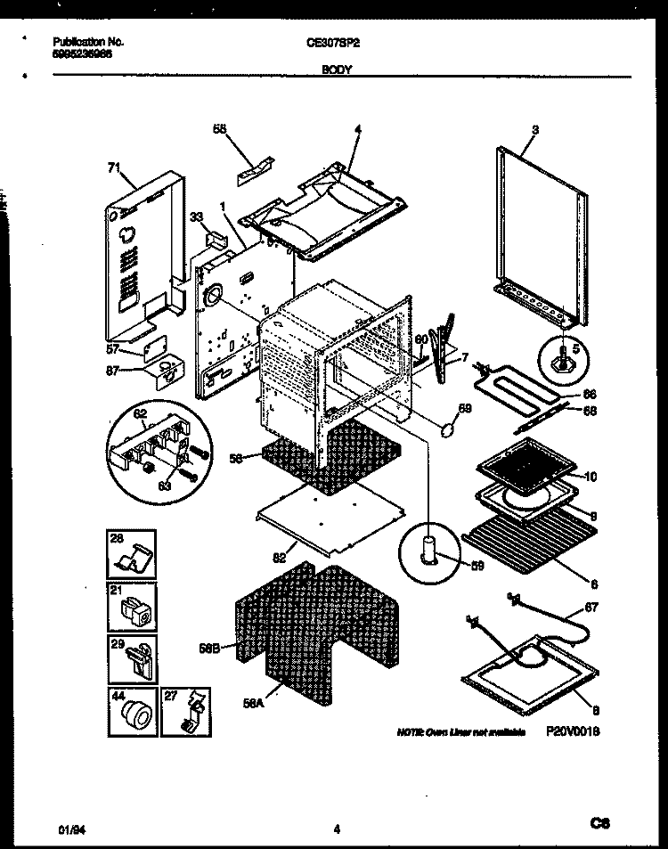 BODY PARTS Diagram and Parts List for CE307SP2W1  Frigidaire Range