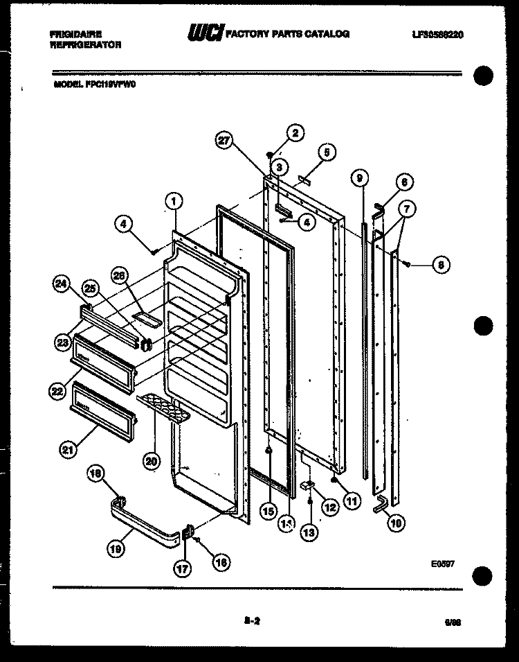 REFRIGERATOR DOOR PARTS Diagram and Parts List for FPCI19VFH0  Frigidaire Refrigerator