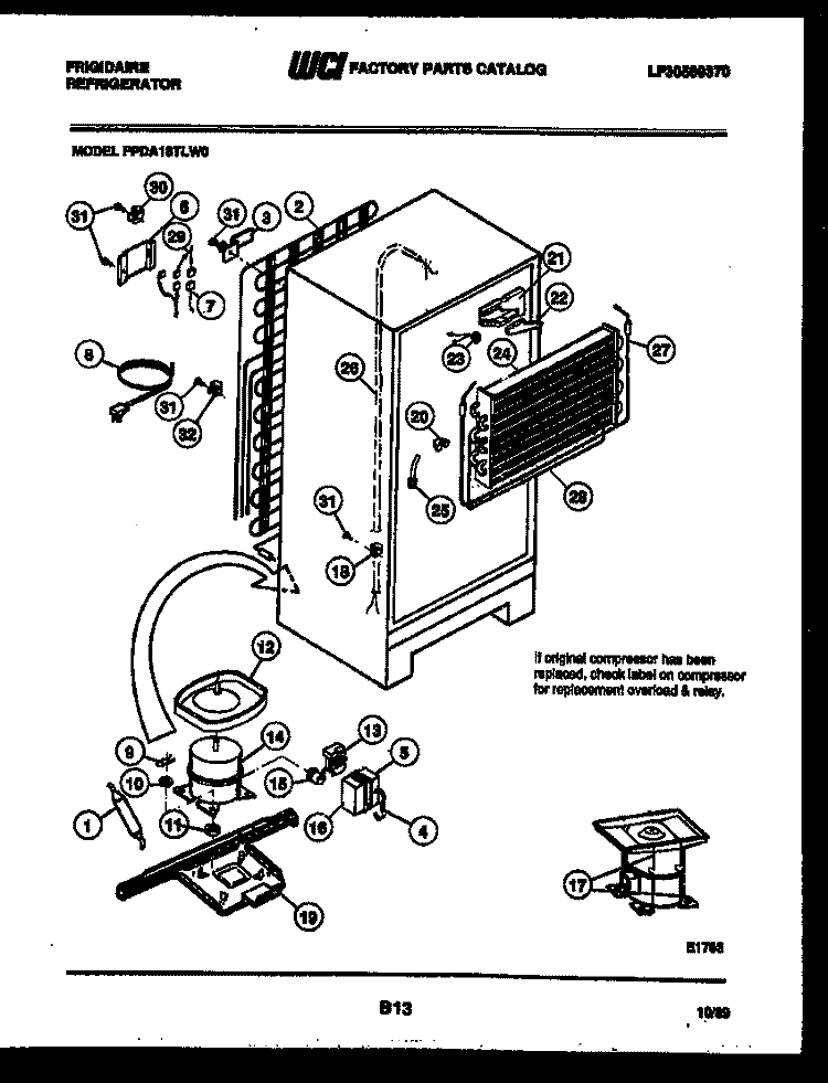 SYSTEM AND AUTOMATIC DEFROST PARTS Diagram and Parts List for FPDA18TLL0  Frigidaire Refrigerator