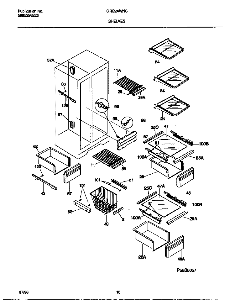 SHELVES Diagram and Parts List for GRS24WNCD4  Gibson Refrigerator
