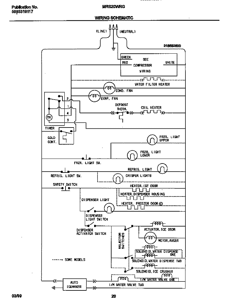 WIRING DIAGRAM Diagram and Parts List for MRS20WRGD2  Frigidaire Refrigerator