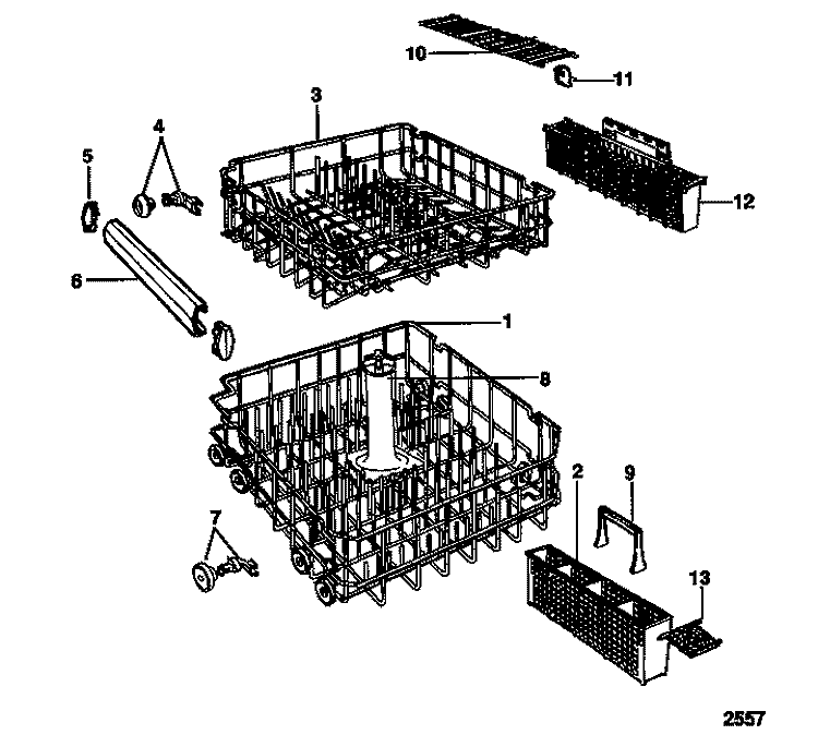 RACKS AND TRAYS Diagram and Parts List for TDB662RBR0  Tappan Dishwasher