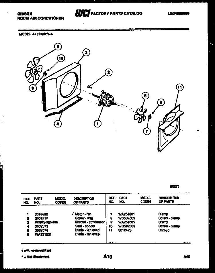 AIR HANDLING PARTS Diagram and Parts List for AL06A5EWA  Gibson Air Conditioner