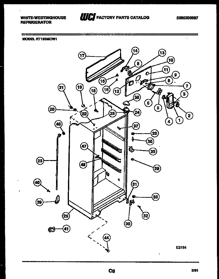 CABINET PARTS Diagram and Parts List for RT193MCD1  Frigidaire Refrigerator
