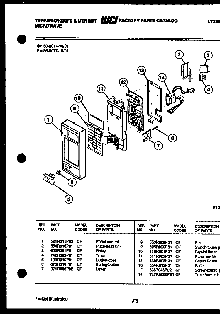 COOKTOP PARTS Diagram and Parts List for 30-2228-00-01  Tappan Range