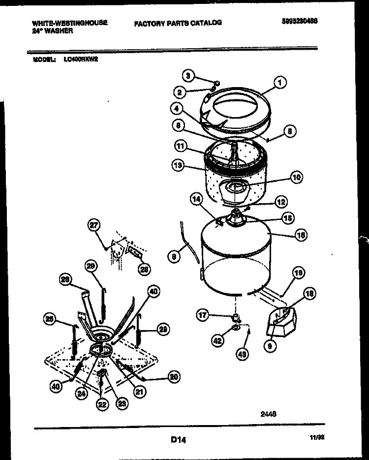 TUB DETAIL Diagram and Parts List for LC400RXD2  Frigidaire Washer