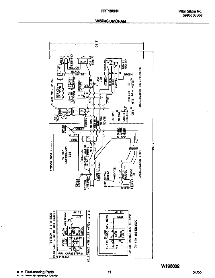 WIRING DIAGRAM Diagram and Parts List for FRT18BNHD0  Frigidaire Refrigerator