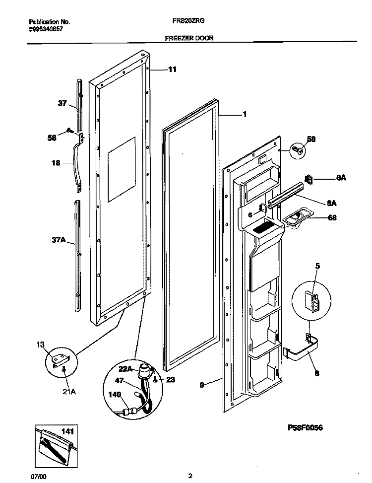 FRZDOOR Diagram and Parts List for FRS20ZRGB8  Frigidaire Refrigerator