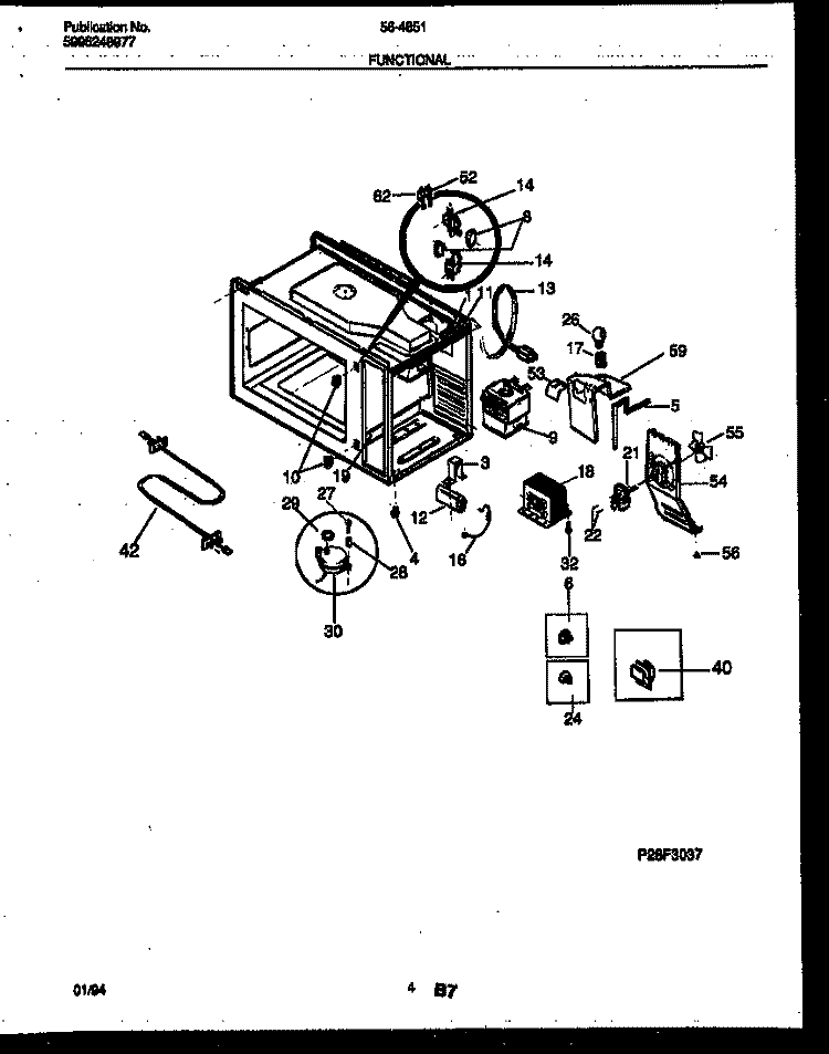 FUNCTIONAL PARTS Diagram and Parts List for 56-4851-10-06  Tappan Microwave