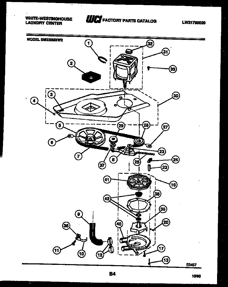 WASHER DRIVE SYSTEM AND PUMP Diagram and Parts List for SM230MXW2  Frigidaire Washer