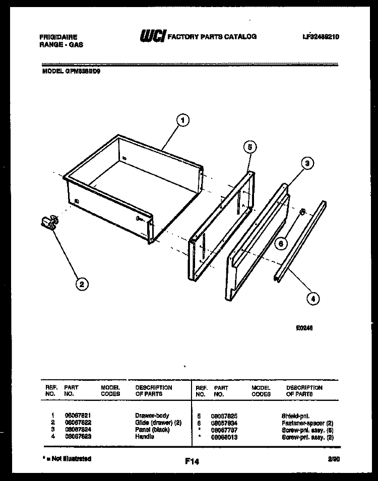DRAWER PARTS Diagram and Parts List for GPM638BDL9  Frigidaire Range