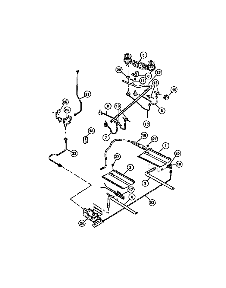 BURNERS Diagram and Parts List for CGC3S5DXE  Gibson Range