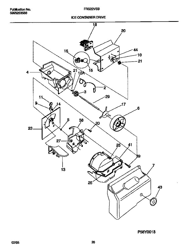 ICE CONTAINER DRIVE Diagram and Parts List for FRS22VSBD1  Frigidaire Refrigerator