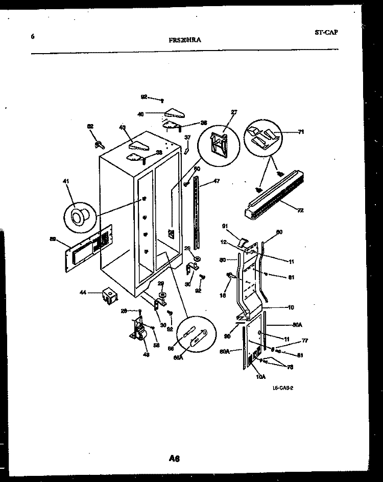 CABINET PARTS Diagram and Parts List for FRS20HRAD0  Frigidaire Refrigerator