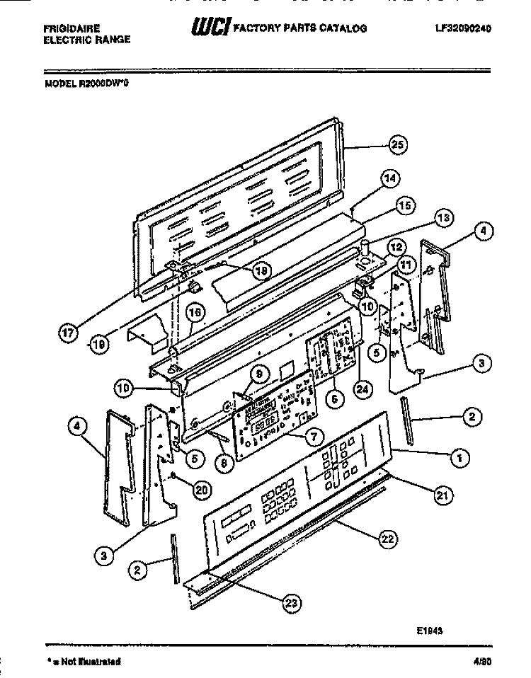 CONTROL PANEL, COOK - MASTER, SWITCHE Diagram and Parts List for R2000DL0  Frigidaire Wall Oven